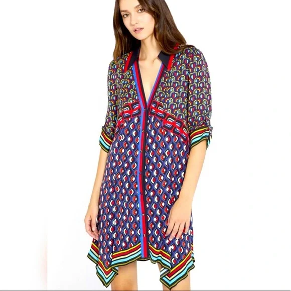 🔸SOLD🔸 NWOT Alice + Olivia ‘Conner’ handkerchief shirt dress sz M - Picture 3 of 13